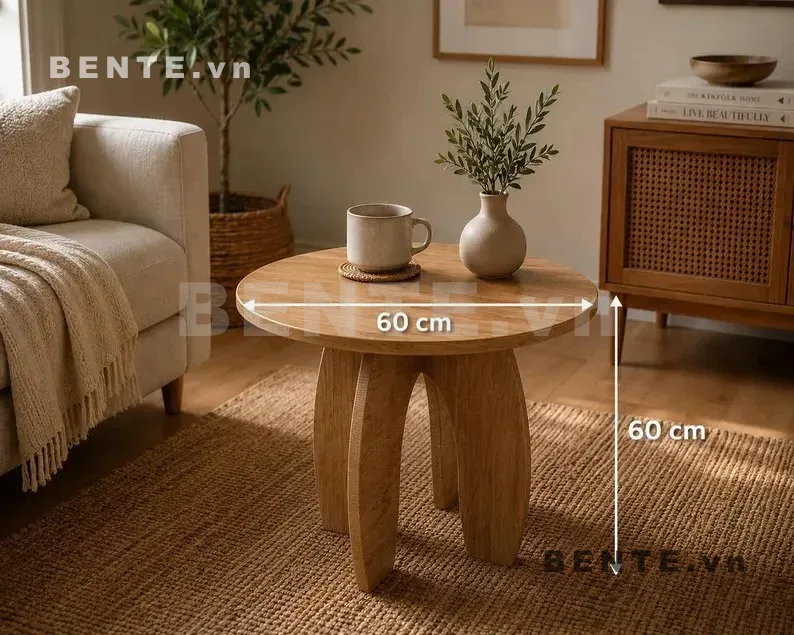 ảnh kích thước, bàn phụ mặt tròn chân cong, bàn sofa chân tấm cong