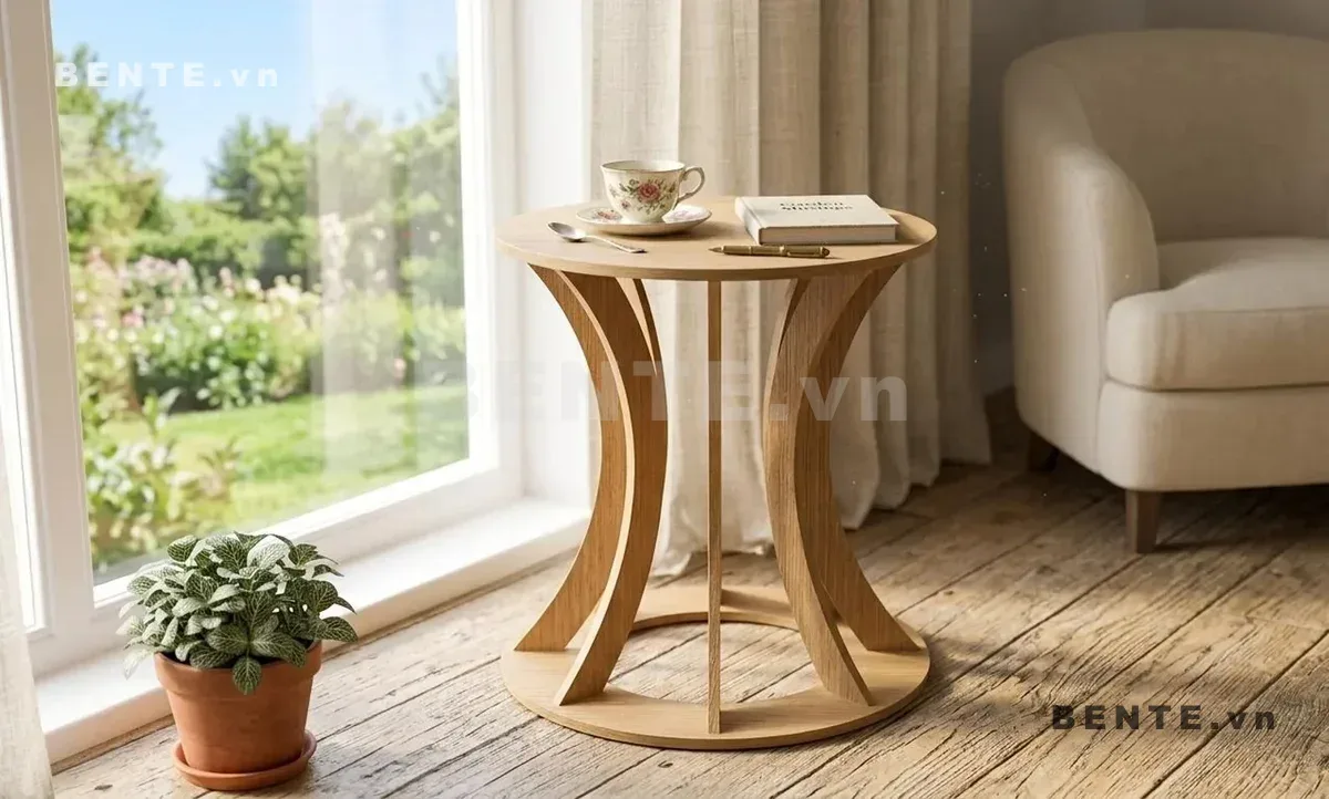 bàn cafe chân cong đối xứng