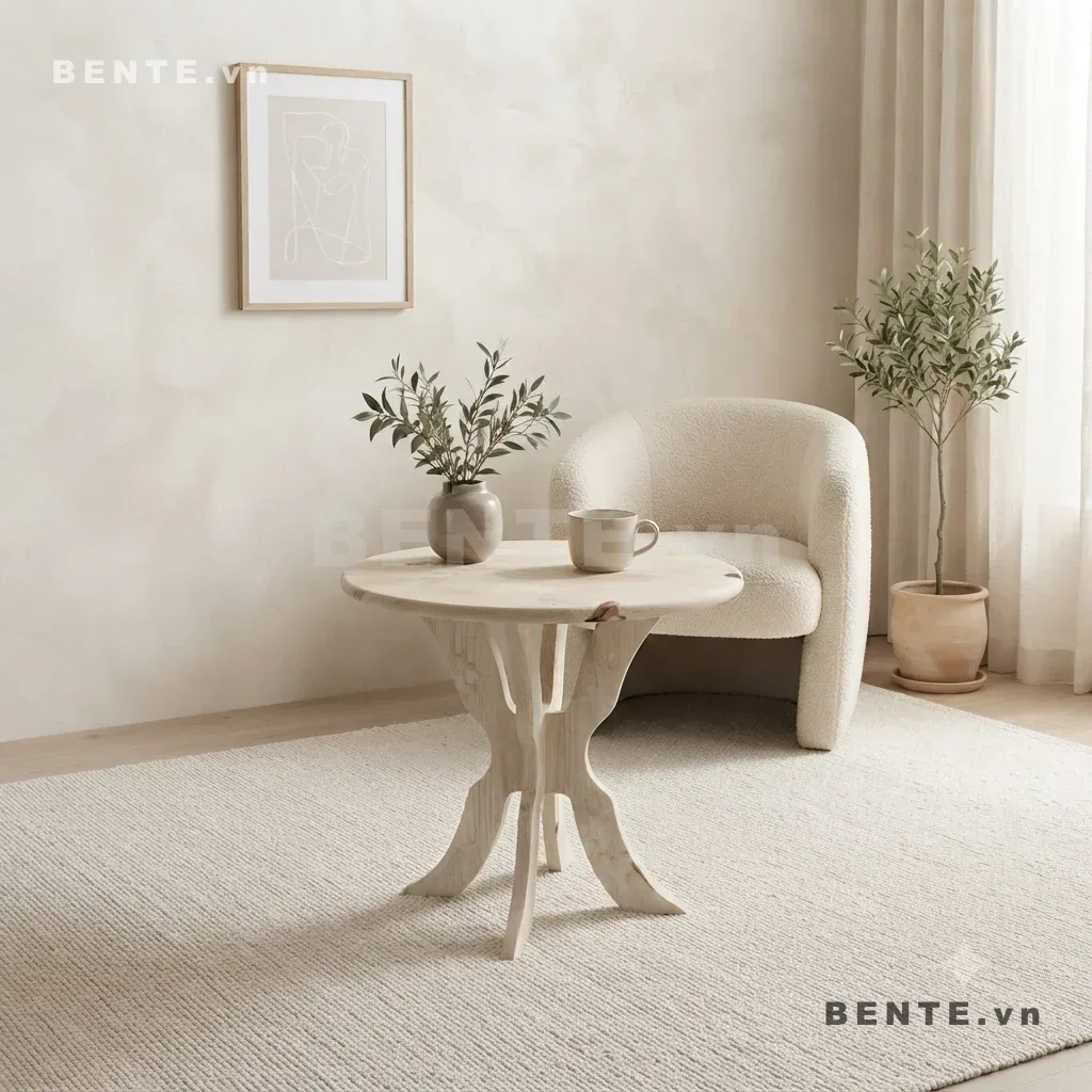 bàn phụ chân cong thắt eo, bàn sofa chân bản cong