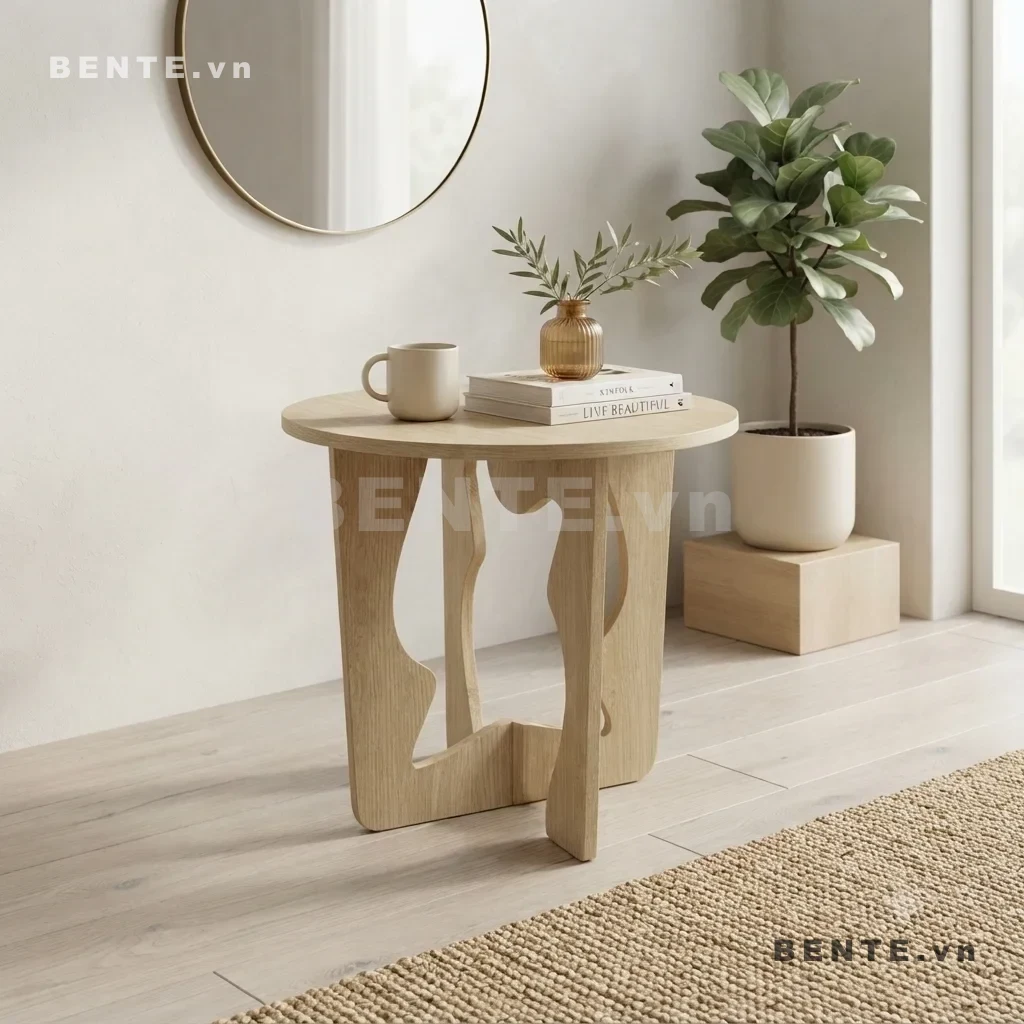 bàn cafe chân mảng cong, bàn sofa chân khoét bất đối xứng