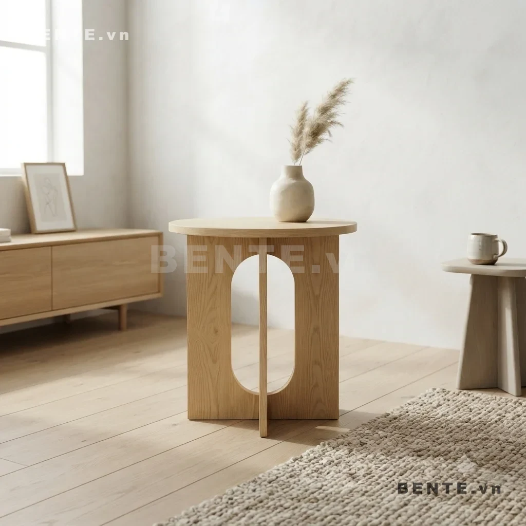 bàn tròn chân tấm, bàn phụ chân khoét oval