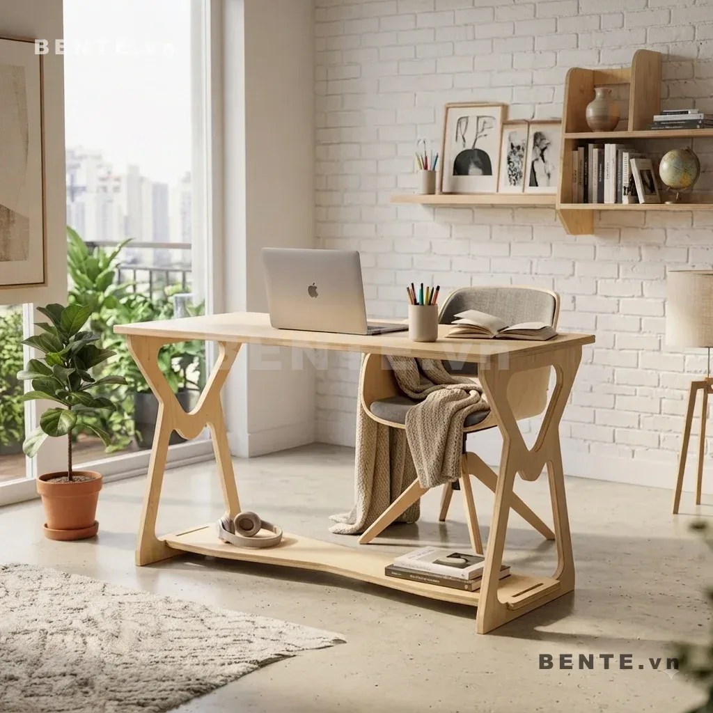 Bàn Console, Bàn Làm việc Gỗ, Kệ Dưới, Chân Tấm Khoét Hình Giọt Nước, Lắp Ráp Đơn Giản - B61538, bàn console 2 tầng, bàn console kệ dưới, bàn console chân khoét giọt nước, bàn trang trí kệ thấp, bàn sau sofa 2 tầng, bàn hành lang có kệ, bàn console chân tấm khoét, bàn sảnh có tầng dưới, bàn gỗ console dáng hẹp, bàn console đặt sát tường