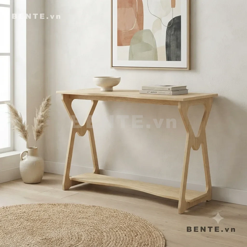 bàn console chân khoét giọt nước, bàn trang trí kệ thấp