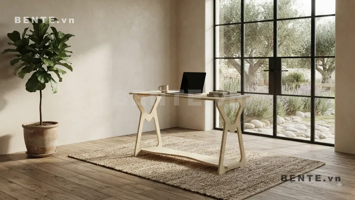 bàn gỗ console dáng hẹp, bàn console đặt sát tường