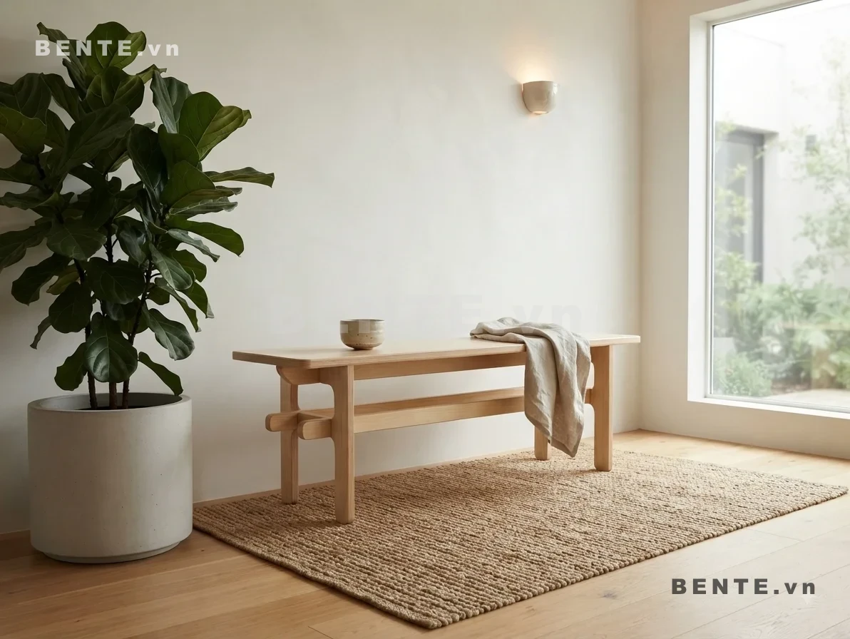 bàn decor chân khung mở