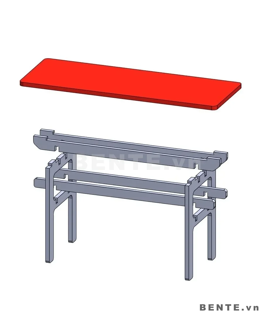 ảnh hướng dẫn lắp ráp, bàn console mặt chữ nhật bo góc