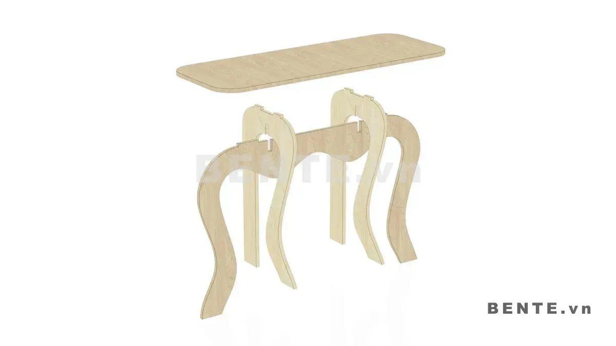 ảnh hướng dẫn lắp ráp, bàn console mặt chữ nhật, bàn console chân uốn lượn