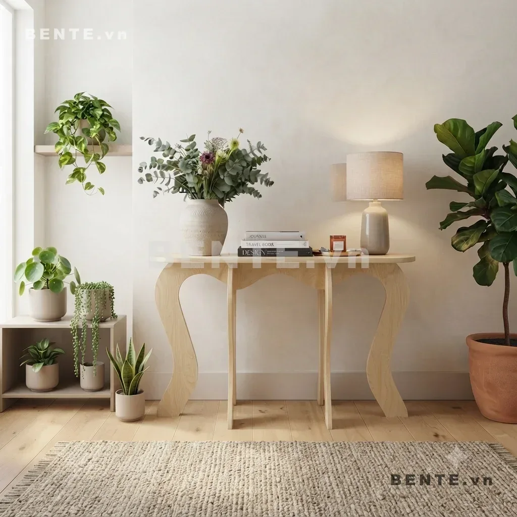bàn decor mặt chữ nhật, bàn console lắp ráp