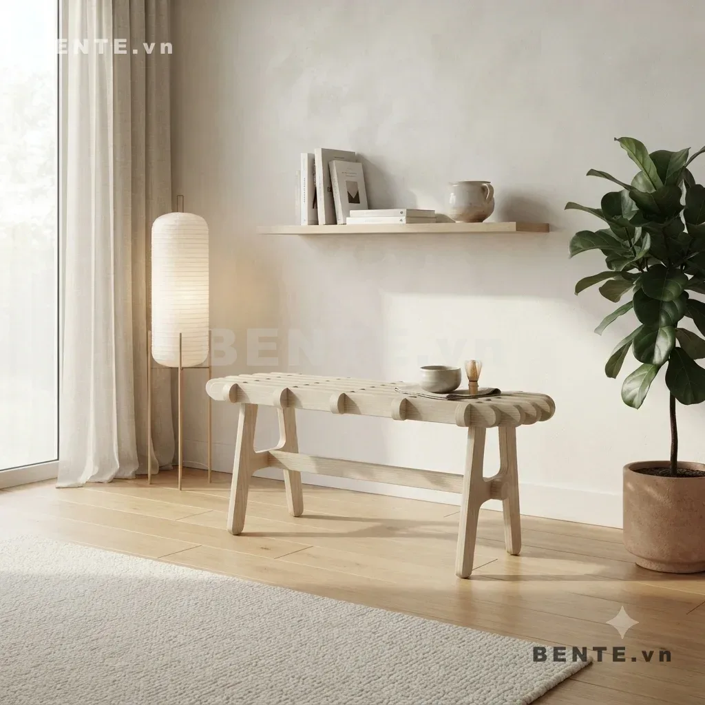 bàn sau sofa mặt nan