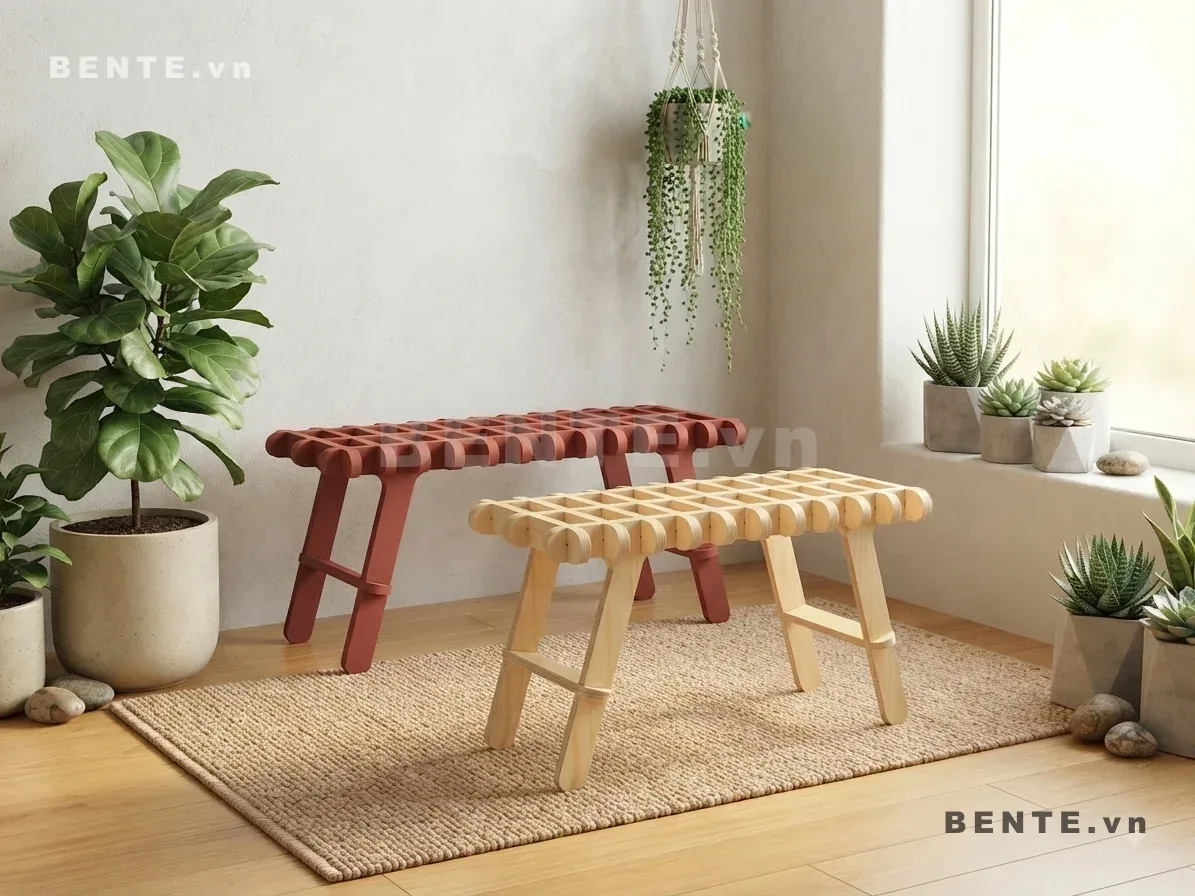 bàn sau sofa mặt nan