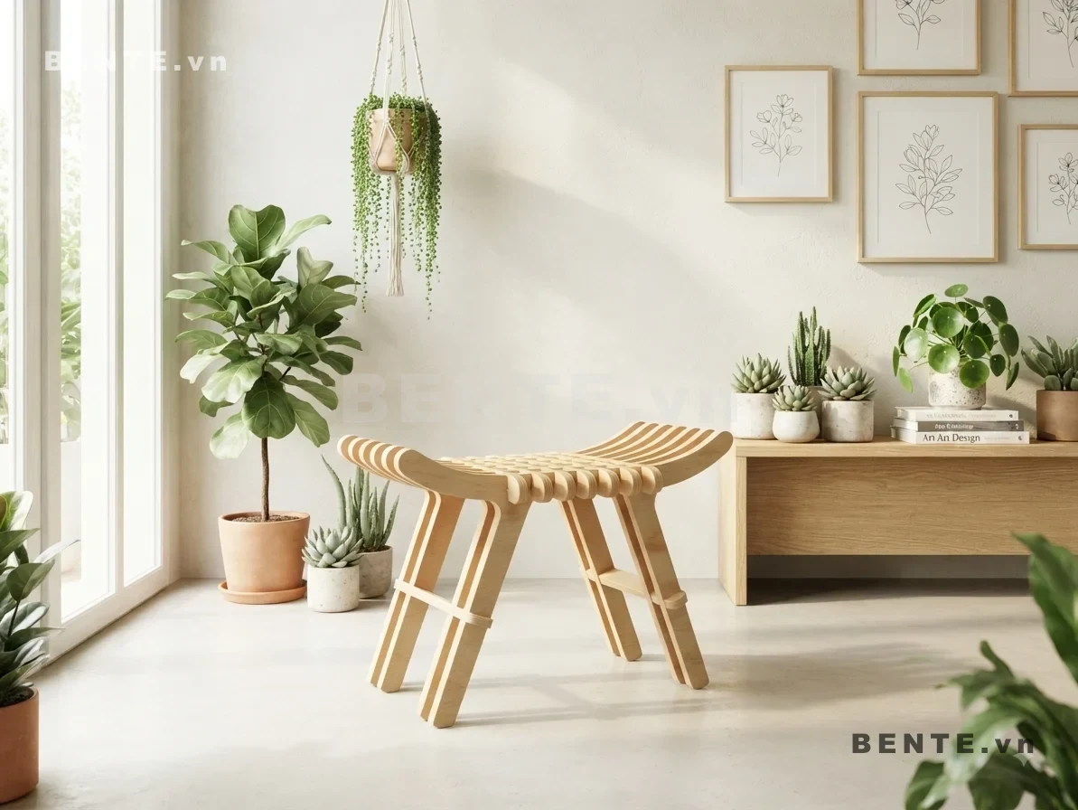 bàn trang trí mặt nan gỗ, bàn console chân chữ A
