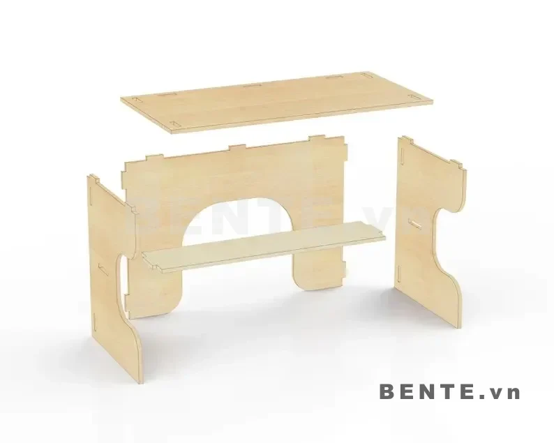 ảnh hướng dẫn lắp ráp, bàn làm việc 2 tầng