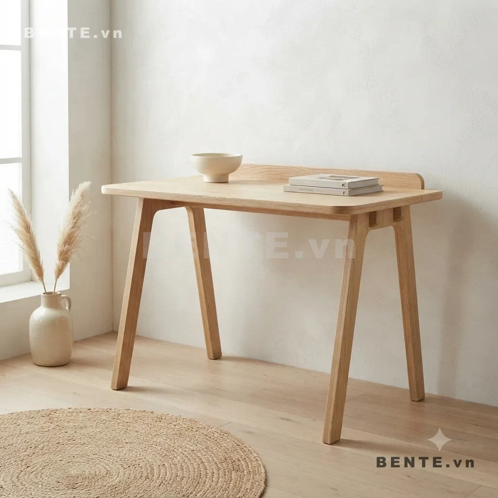 bàn gỗ mặt chữ nhật bo góc