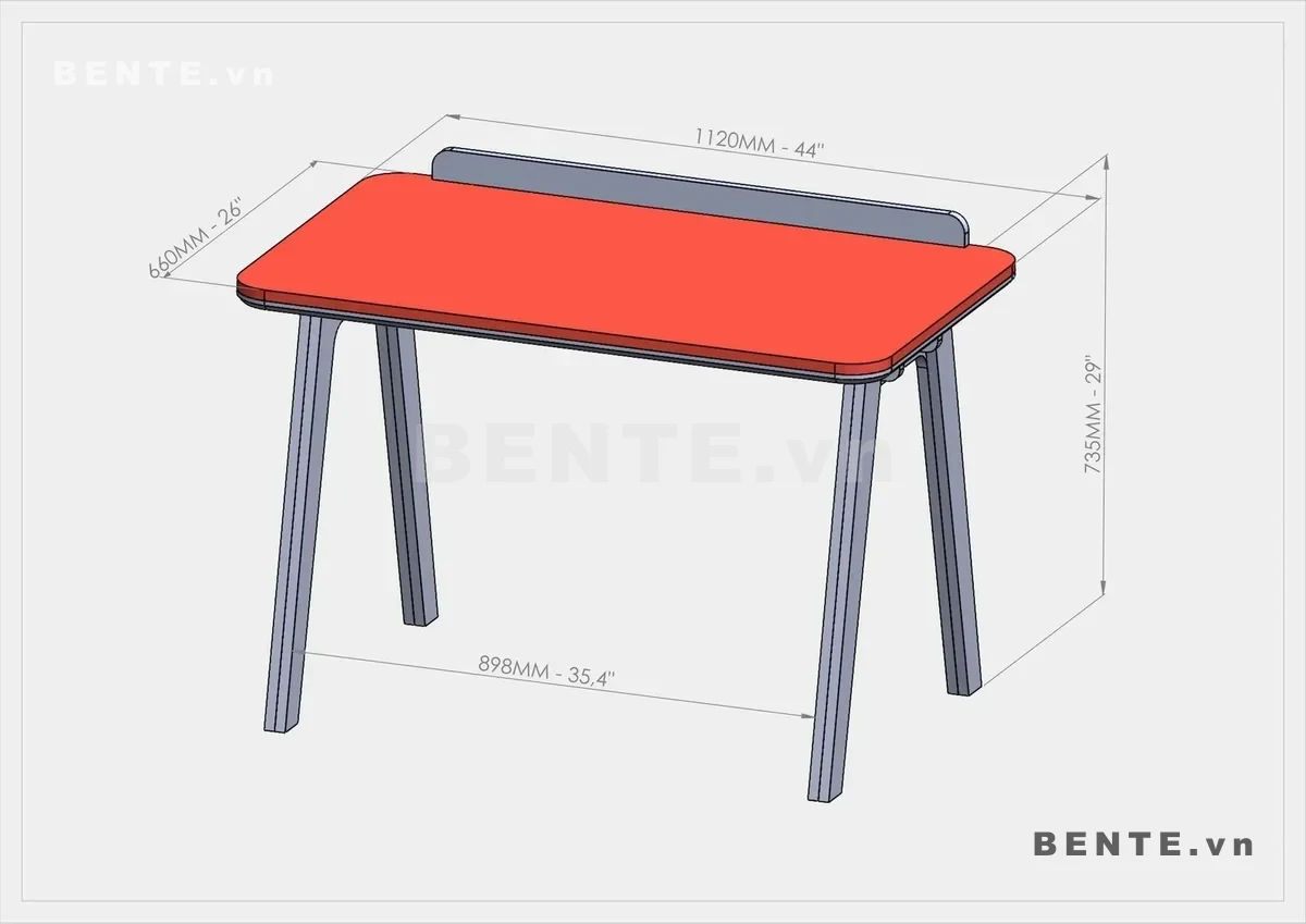 ảnh kích thước, bàn làm việc gờ chắn phía sau