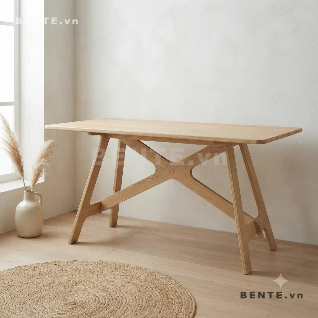 bàn học mặt chữ nhật bo góc