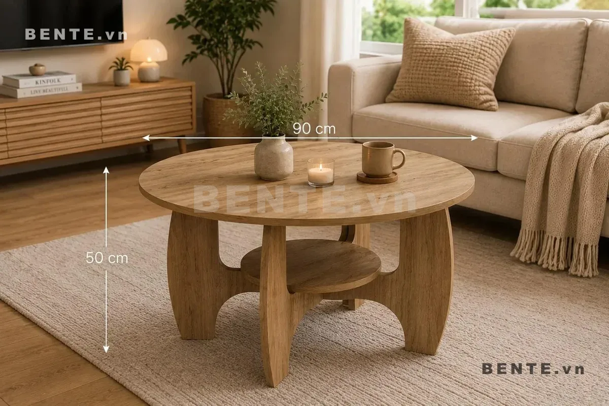 ảnh kích thước, bàn sofa chân tấm cong, bàn phòng khách kệ tròn