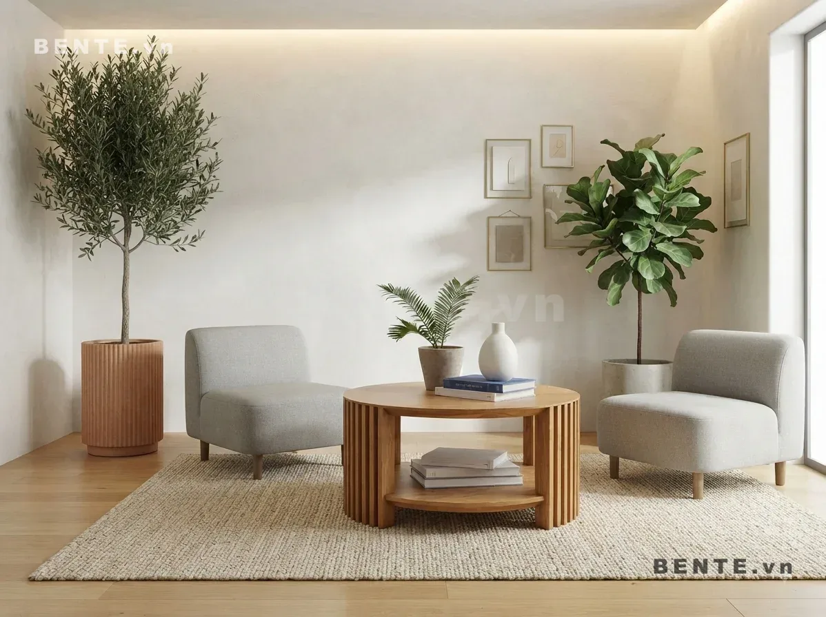 bàn sofa có kệ dưới, bàn cafe mặt tròn 2 tầng