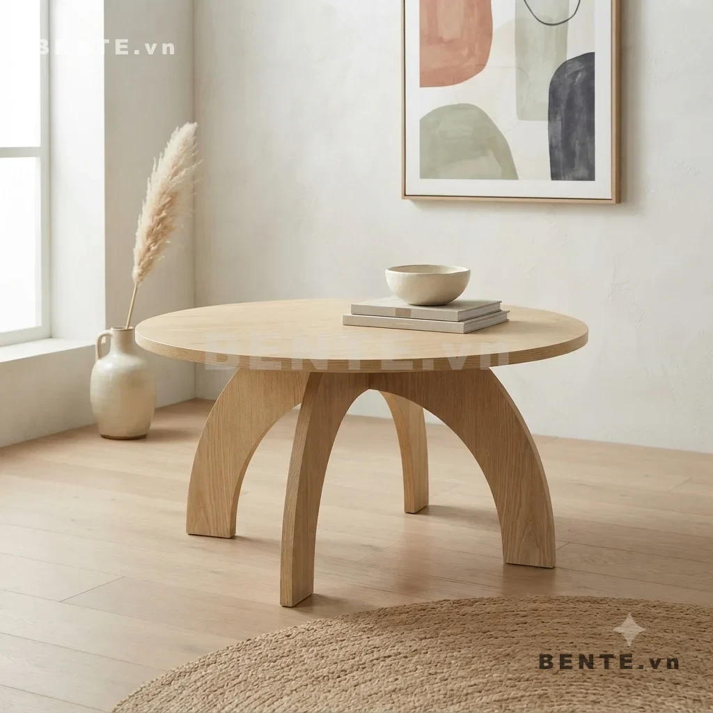 bàn sofa chân vòng cung, bàn tròn chân tấm cong