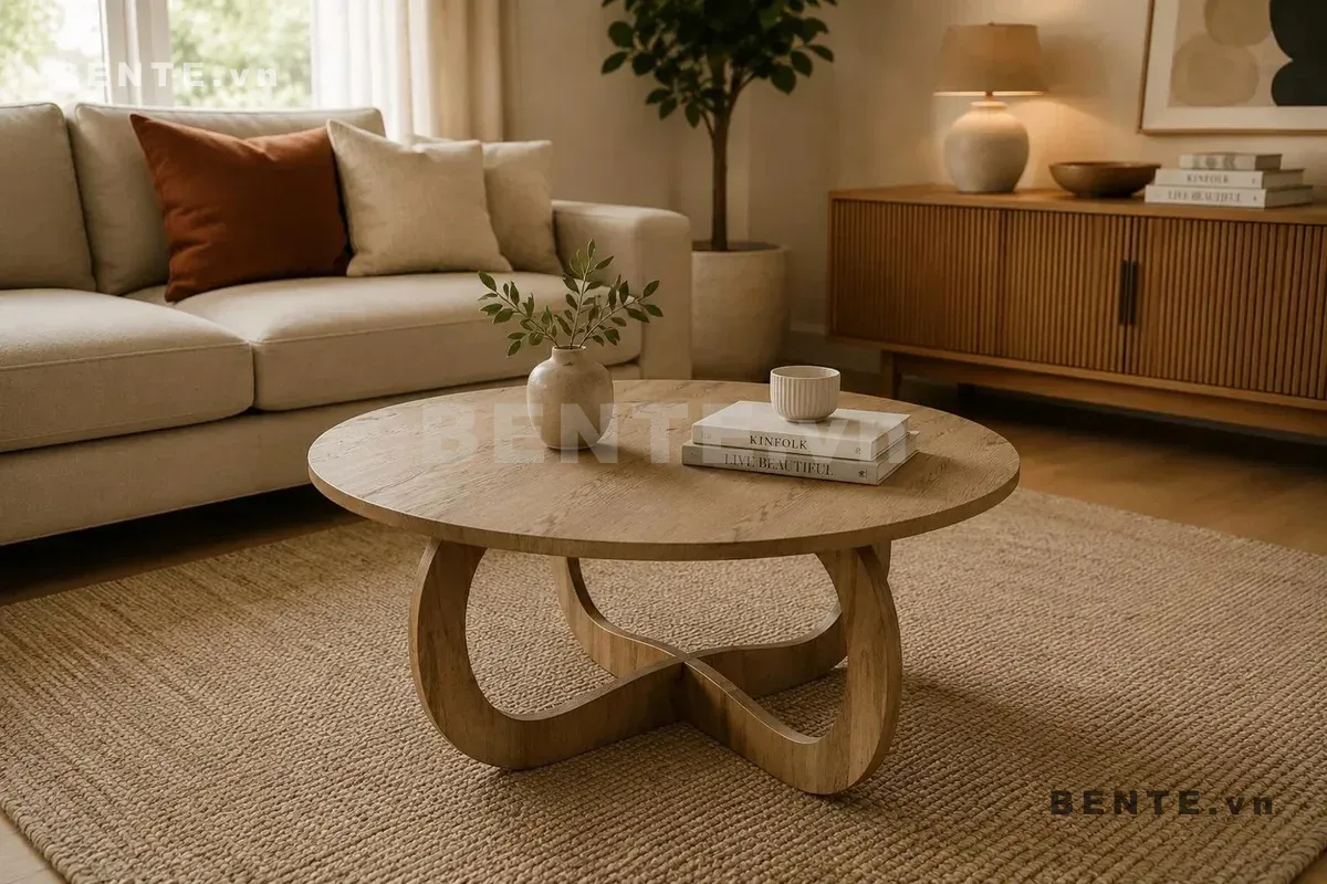 bàn tròn đặt trước sofa