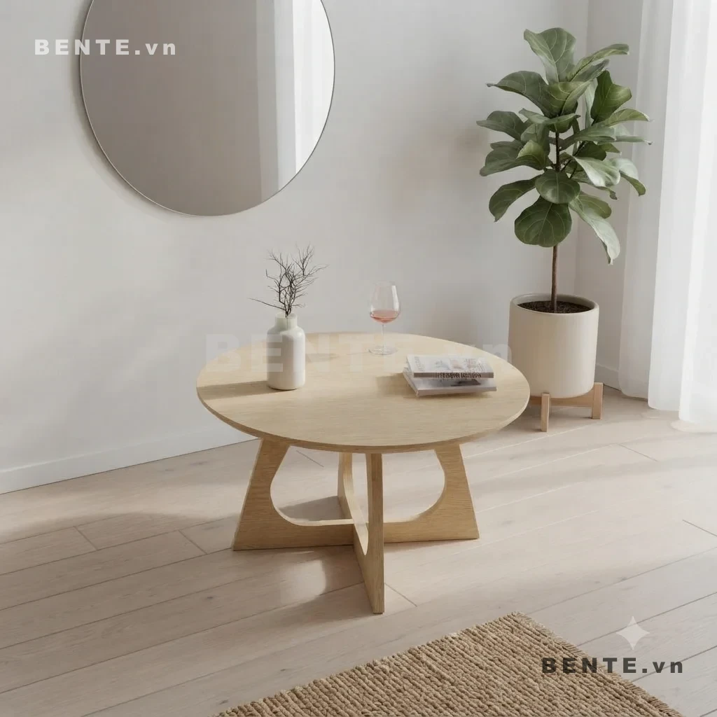 bàn tròn chân hình học, bàn sofa chân nhiều tấm
