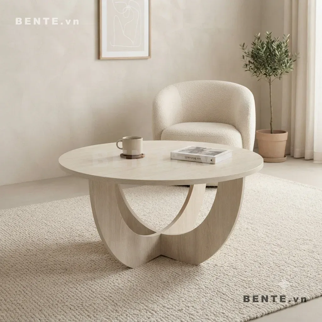 bàn sofa chân vòng cung, bàn tròn chân bản cong