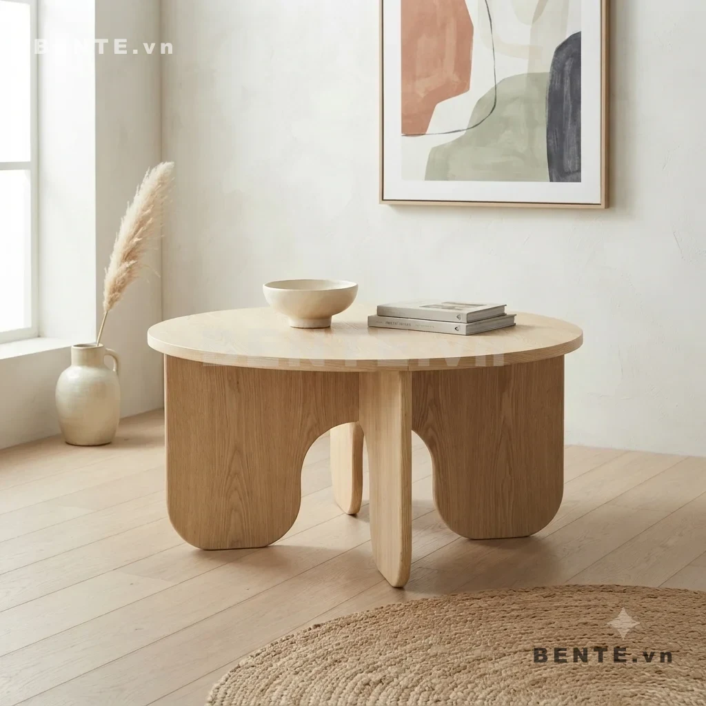 bàn sofa chân vòm, bàn tròn chân tấm