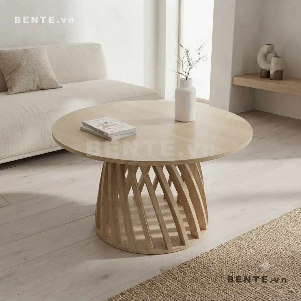 bàn sofa chân hình thoi, bàn gỗ chân đan chéo