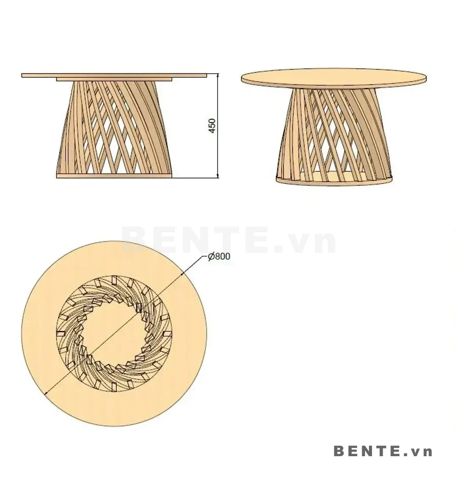 ảnh kích thước, bàn cafe mặt tròn, bàn chân trụ đan chéo