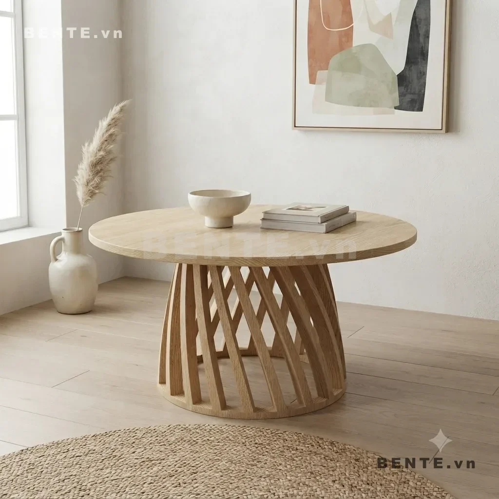 bàn tròn chân lồng, bàn sofa chân nan chéo