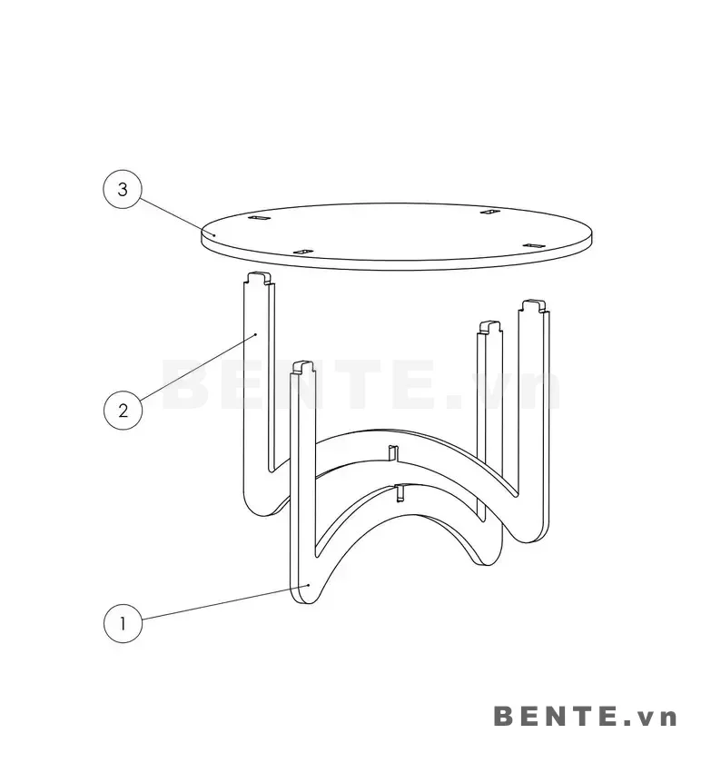 ảnh hướng dẫn lắp ráp, bàn sofa mặt tròn, bàn trà mặt tròn