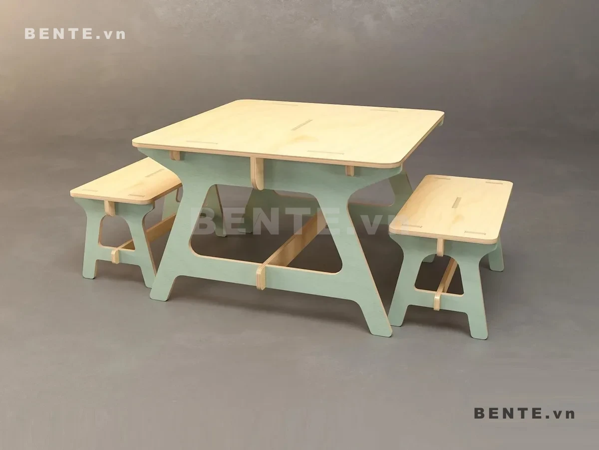 Bàn Học & Bàn Ăn Gỗ Lắp Ráp Đơn Giản Kèm 2 Ghế Cho Trẻ Em - B39204, bàn học trẻ em, bàn ăn cho bé, bàn gỗ trẻ em, bàn học kèm ghế, bàn ghế cho bé, bàn học thông minh, bàn ăn gỗ trẻ em, nội thất trẻ em, bàn học đa năng, bàn cho bé ngồi học