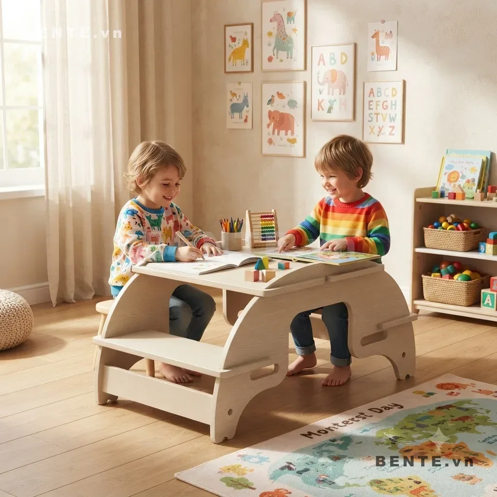 Bàn Học & Bàn Ăn Gỗ Lắp Ráp Đơn Giản Cho Trẻ Em - B26431, bàn học và bàn ăn cho trẻ em, bàn đa năng học ăn cho bé, bàn học trẻ em dùng làm bàn ăn, bàn ăn trẻ em đa năng, bàn học đa năng cho bé, bàn trẻ em học tập sinh hoạt, bàn đọc sách cho trẻ em, bàn vẽ cho bé đa năng, bàn chơi cho trẻ em, bàn học Montessori đa năng