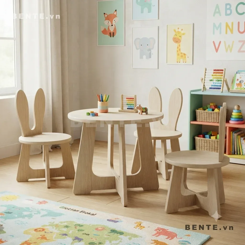 Bàn Học & Bàn Ăn Gỗ Kèm 3 Ghế Cho Trẻ Em Lắp Ráp Đơn Giản - B40783, bàn học và bàn ăn cho trẻ em, bàn học đa năng cho bé, bàn ăn trẻ em đa năng, bàn học kết hợp bàn ăn, bàn học trẻ em lắp ráp, bàn học đọc sách cho bé, bàn học vẽ cho trẻ em, bàn học chơi cho bé, bàn sinh hoạt trẻ em đa năng, bàn học trẻ em phong cách Montessori