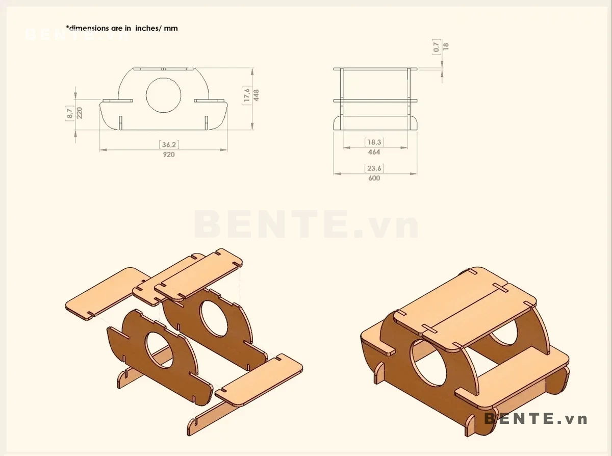 ảnh hướng dẫn lắp ráp và kích thước, bàn học và bàn ăn cho trẻ em, bàn học kết hợp bàn ăn cho bé