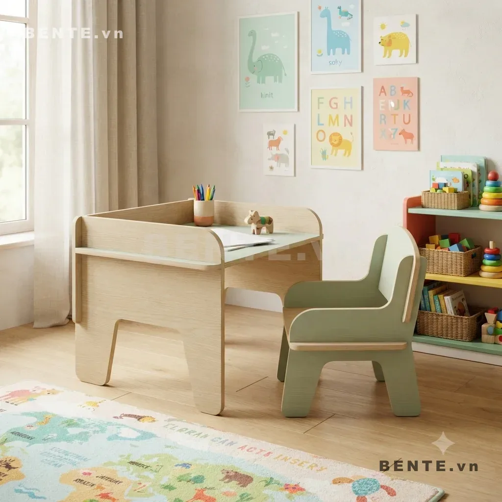 Bàn Học Gỗ Kèm Ghế Có Kệ Chắn Để Sách Lắp Ráp Đơn Giản Cho Trẻ Em - B49273, bàn học kèm ghế có kệ để sách, bàn học trẻ em có kệ chắn, bàn học cho bé có viền để sách, bàn học kèm ghế có chỗ để đồ, bàn học trẻ em có kệ phía sau, bàn ghế học tập có kệ cho bé, bàn học có khu vực để sách vở, bàn học trẻ em dạng quây, bàn học góc học tập có kệ, bộ bàn học kèm ghế cho trẻ em