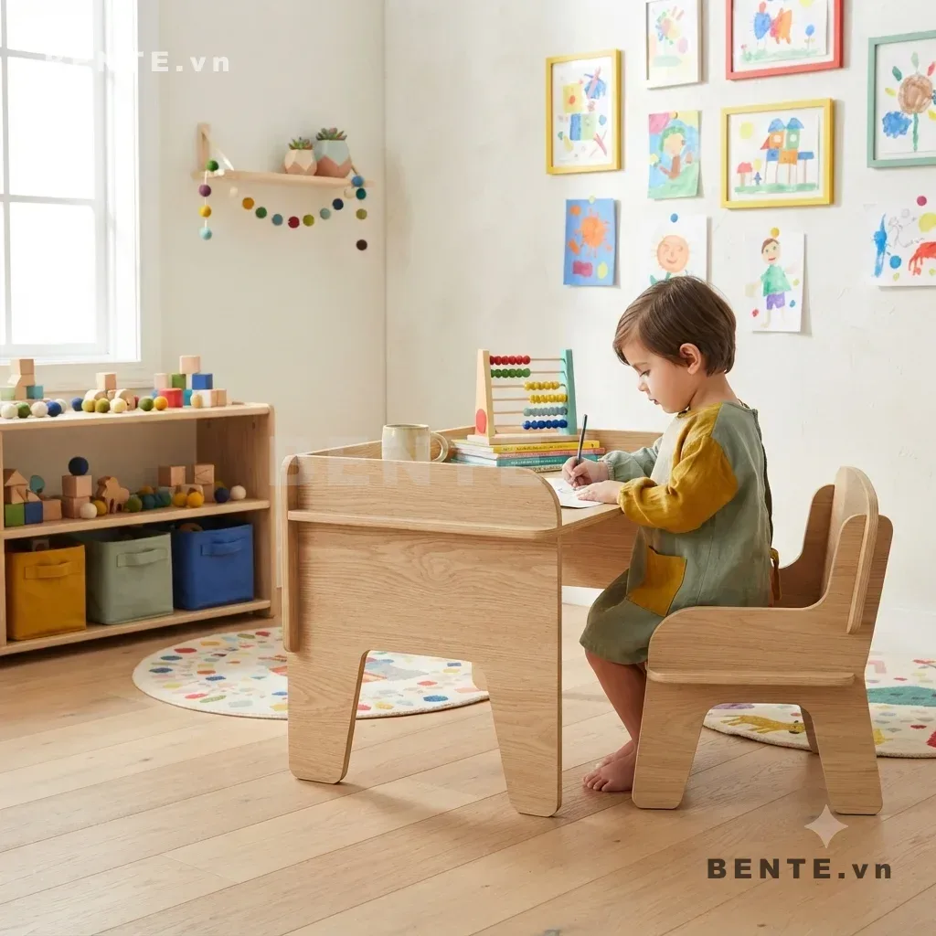 bàn học có khu vực để sách vở