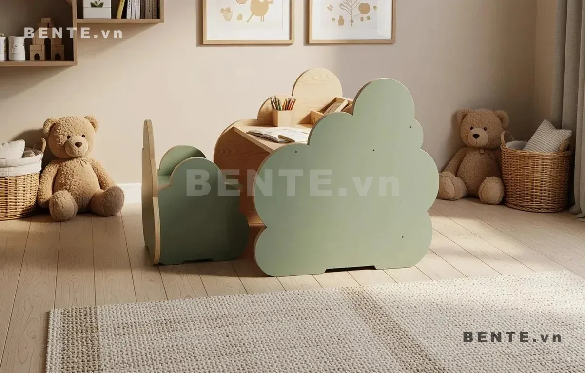 bàn học cho bé có ngăn để sách