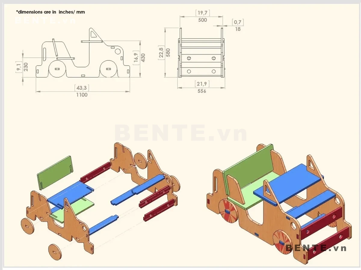 ảnh hướng dẫn lắp ráp và kích thước, bàn học kèm ghế trẻ em
