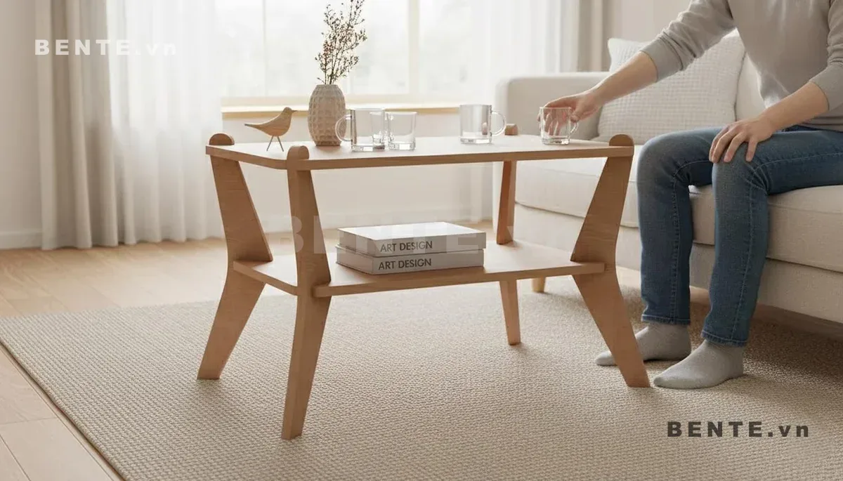 bàn có tầng để sách, bàn sofa lắp ráp