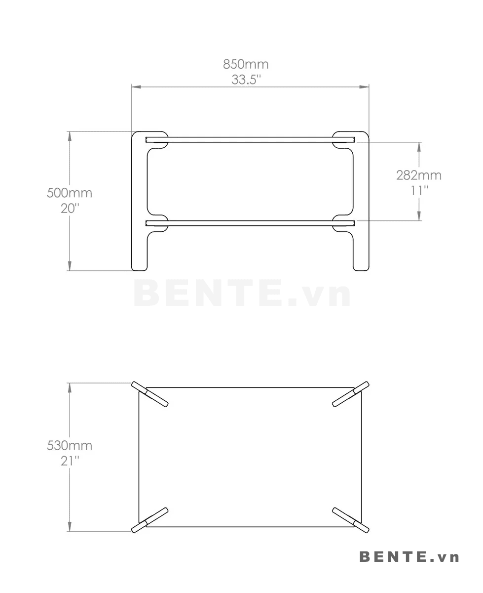 ảnh kích thước, bàn sofa gỗ 2 tầng, bàn trà mặt chữ nhật bo góc