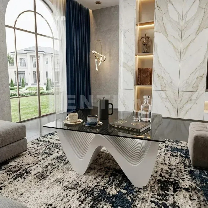 bàn trà thiết kế gợn sóng, bàn phụ phòng khách gợn sóng
