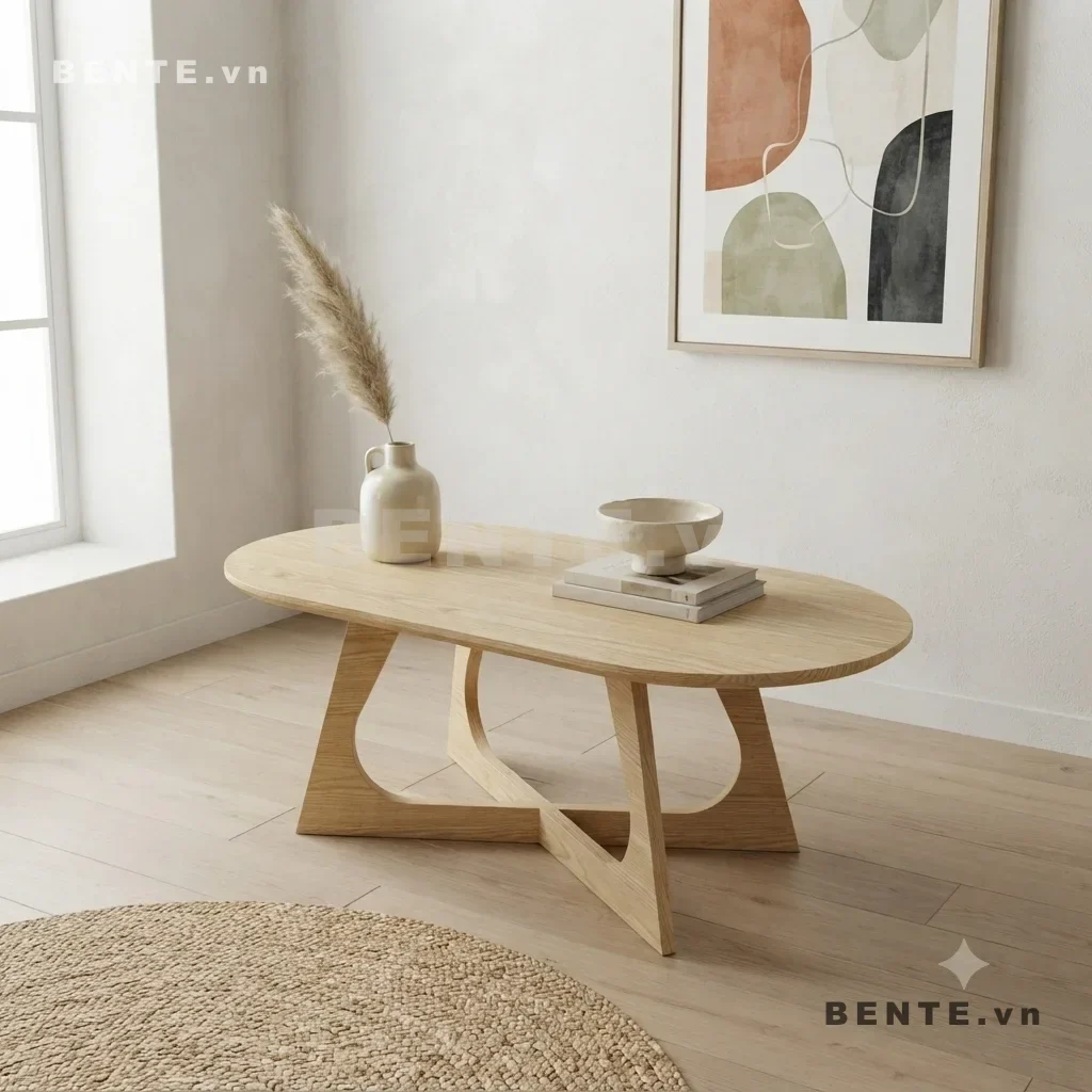 bàn trà hình oval, bàn cafe kiểu dáng cách điệu