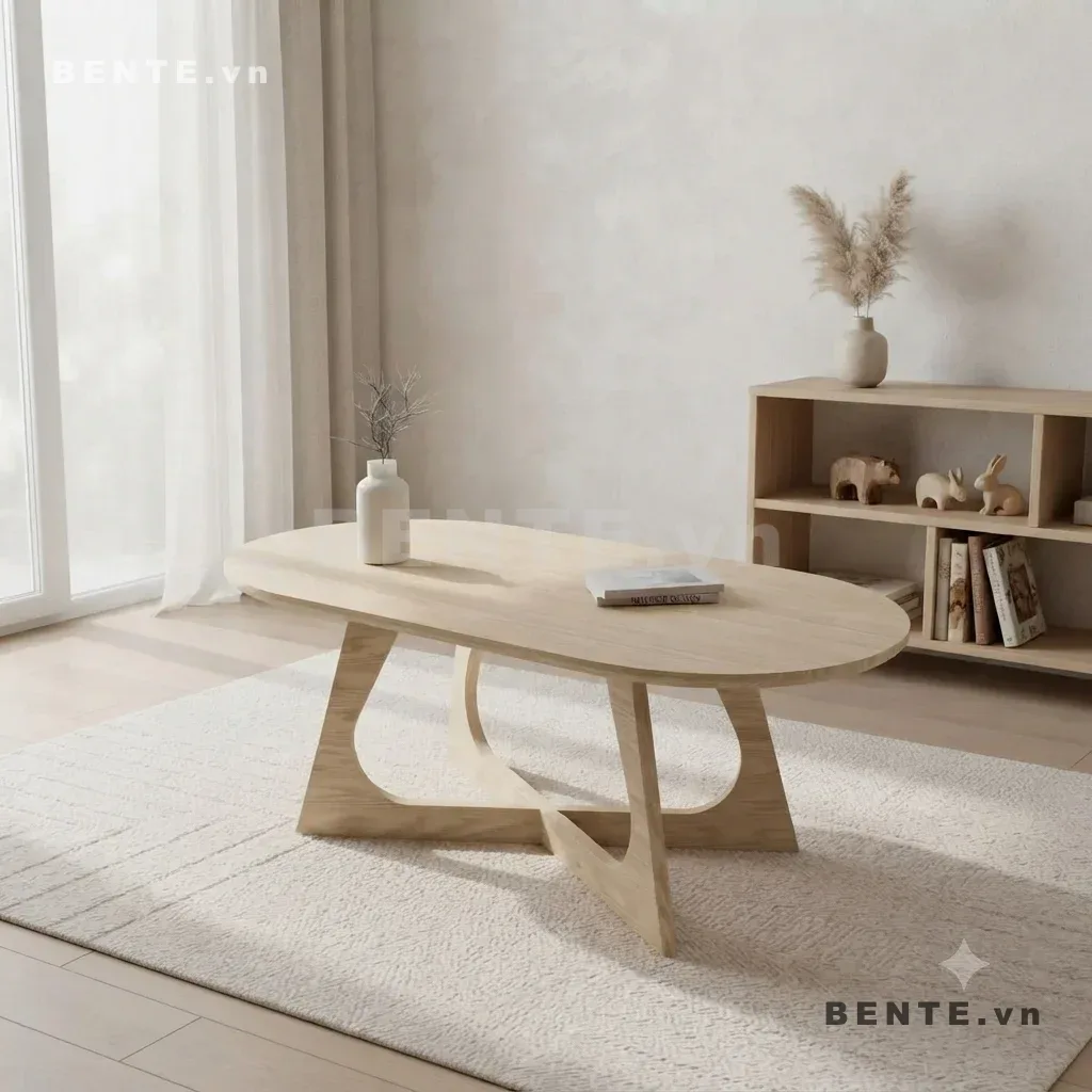 bàn phụ trước sofa, bàn sofa mặt bo cong