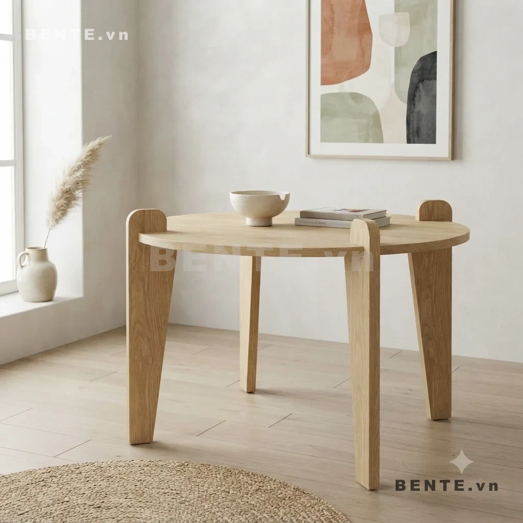 bàn sofa tròn tối giản, bàn trà tròn đặt trước sofa