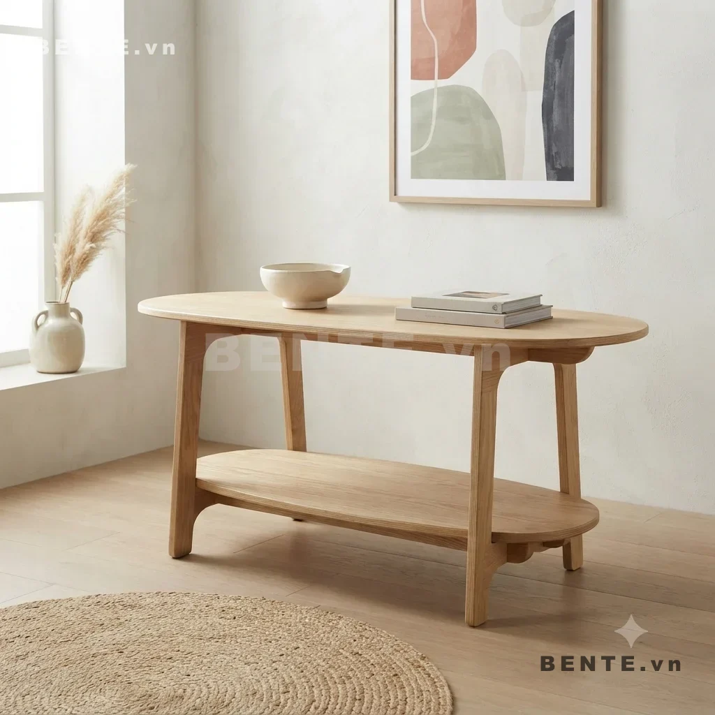 bàn phụ tròn đặt trước sofa
