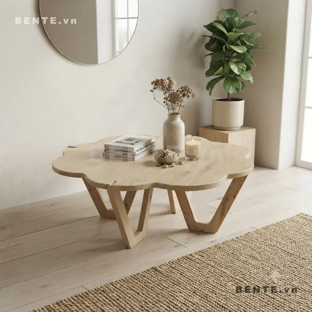 bàn phụ tròn phòng khách, bàn sofa tròn tối giản