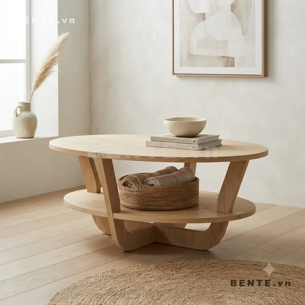 bàn phụ tròn phòng khách, bàn trà đặt trước sofa