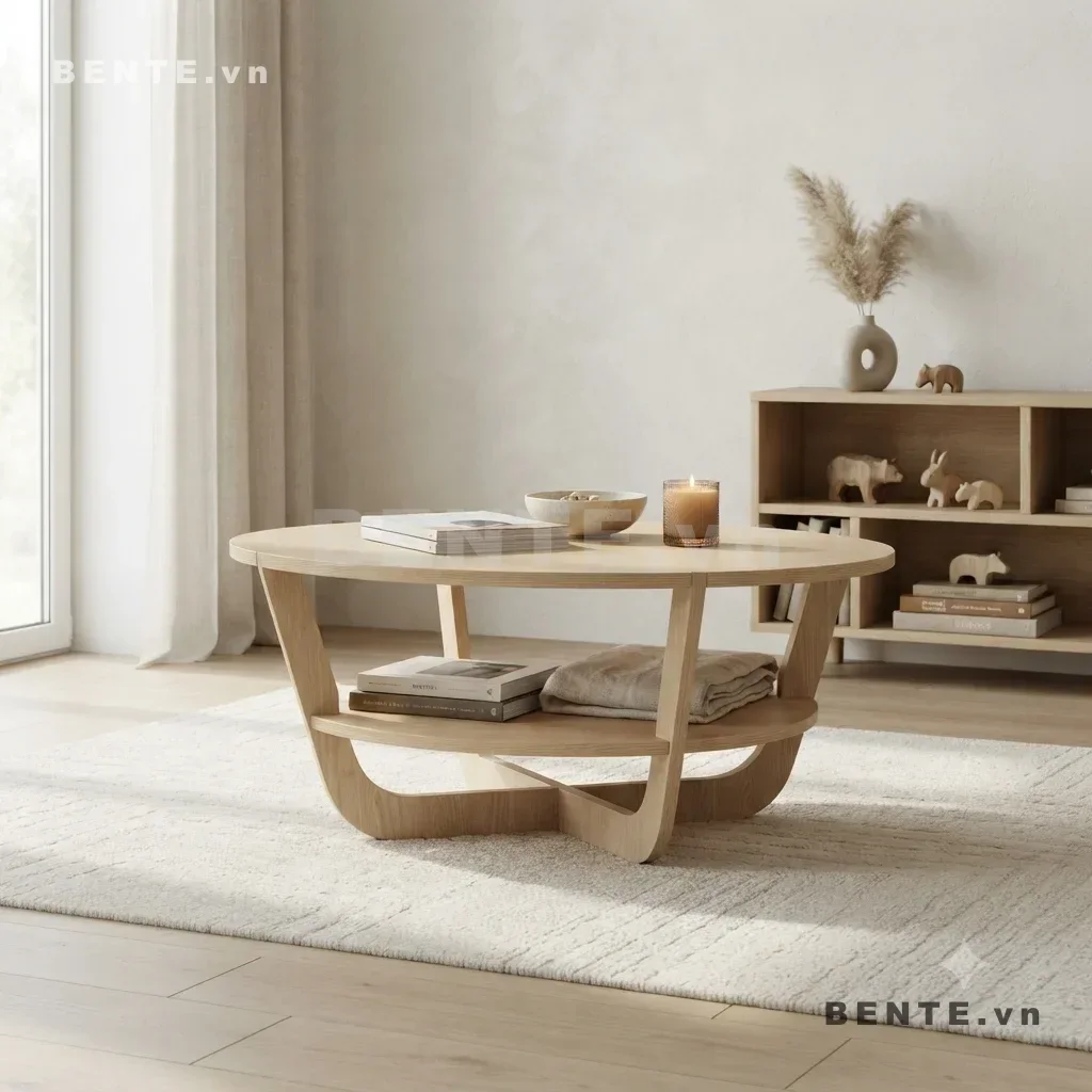 bàn sofa tròn tối giản, bàn cafe tròn đa năng