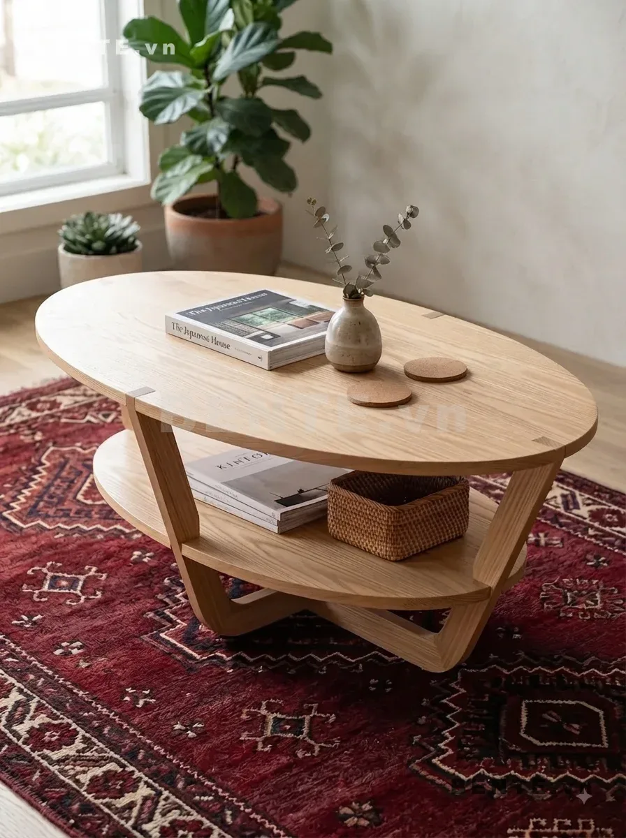 bàn trang trí mặt tròn, bàn sofa phòng khách Scandinavian