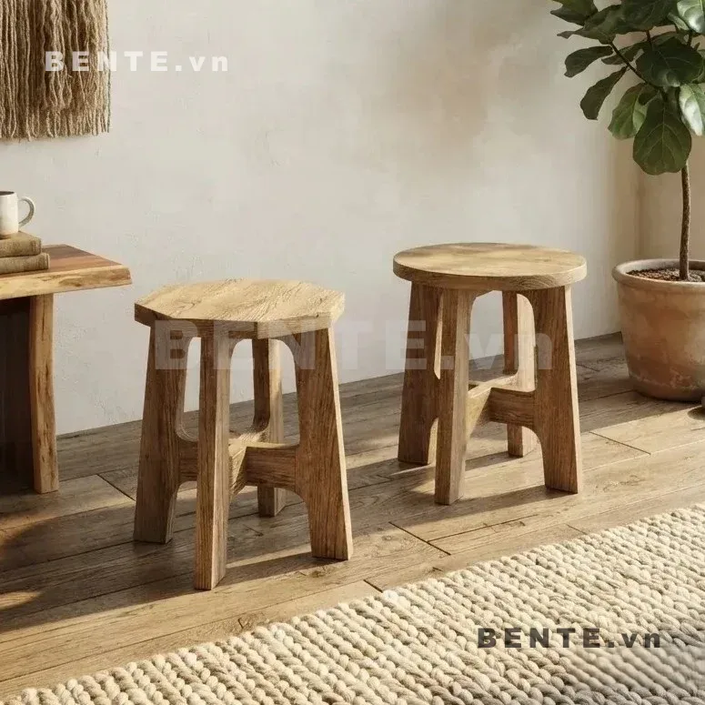 Ghế Đôn Gỗ Mặt Đa Giác Hoặc Mặt Tròn, Giằng Chéo Chữ X, Lắp Ráp Đơn Giản - G59307, ghế đôn gỗ mặt đa giác bo góc, ghế đôn chân tấm khoét ô, ghế stool giằng chéo hình X, ghế đôn khung chữ X, ghế gỗ mặt ngồi đa giác, ghế đôn không tựa lưng, ghế stool chân khoét ô, ghế đôn phòng khách hình đa giác, ghế đôn cafe khung mở, ghế gỗ lắp ghép hình X